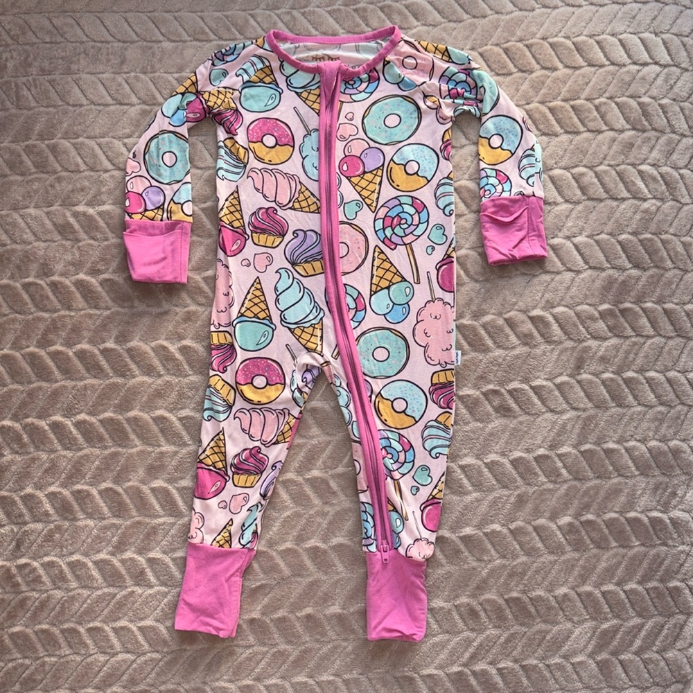Little Sleepies Pink Sweet Treats Zippy - Size 0-3 months